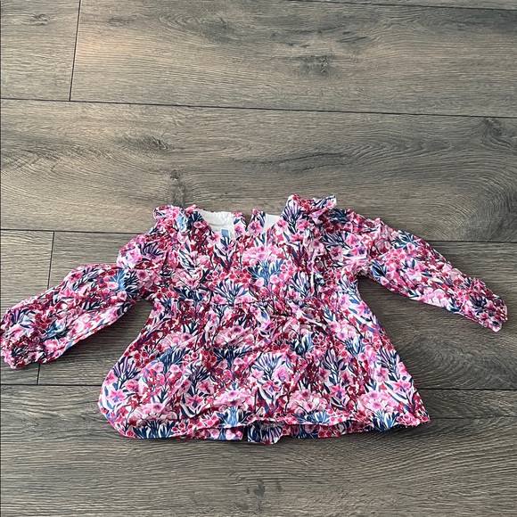 Jacadi Kids Blouse with Pink and Blue Floral Design - Picture 1 of 4